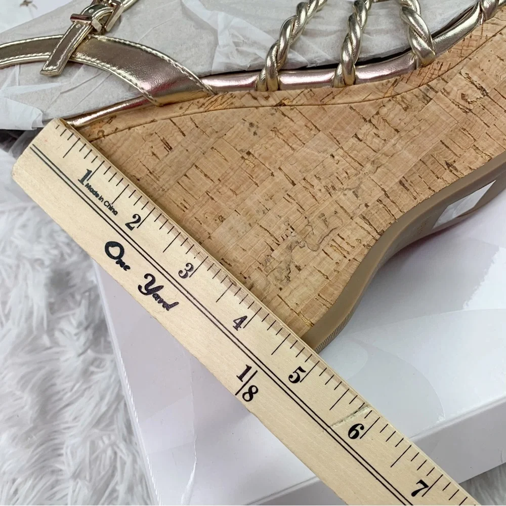 Nine West Women's Renest Ankle Strap‎ Platform Wedge Sandals in gold